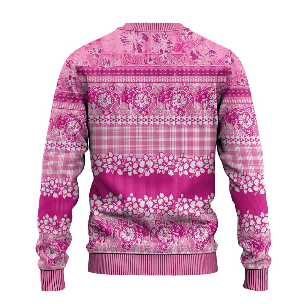 Hawaiian Hibiscus Honu Ugly Christmas Sweater Pink Mele Kalikimaka Palaka Spirit LT9 - Polynesian Pride