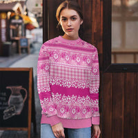 Hawaiian Hibiscus Honu Ugly Christmas Sweater Pink Mele Kalikimaka Palaka Spirit LT9 - Polynesian Pride