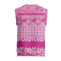 Hawaiian Hibiscus Honu Christmas Knitted V-Neck Vest Pink Mele Kalikimaka Palaka Spirit LT9 - Polynesian Pride