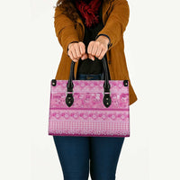 Hawaiian Hibiscus Honu Leather Bag Pink Mele Kalikimaka Palaka Spirit LT9 - Polynesian Pride