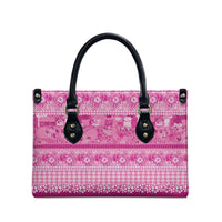 Hawaiian Hibiscus Honu Leather Bag Pink Mele Kalikimaka Palaka Spirit LT9 - Polynesian Pride