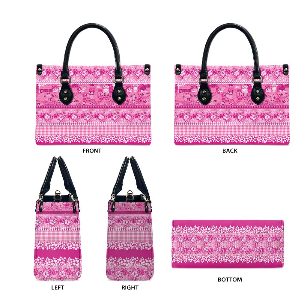 Hawaiian Hibiscus Honu Leather Bag Pink Mele Kalikimaka Palaka Spirit LT9 - Polynesian Pride