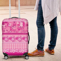 Hawaiian Hibiscus Honu Luggage Cover Pink Mele Kalikimaka Palaka Spirit LT9 Pink - Polynesian Pride