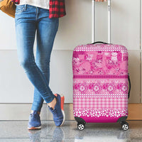 Hawaiian Hibiscus Honu Luggage Cover Pink Mele Kalikimaka Palaka Spirit LT9 - Polynesian Pride