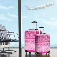 Hawaiian Hibiscus Honu Luggage Cover Pink Mele Kalikimaka Palaka Spirit LT9 - Polynesian Pride