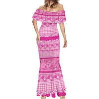 Hawaiian Hibiscus Honu Mermaid Dress Pink Mele Kalikimaka Palaka Spirit LT9 - Polynesian Pride