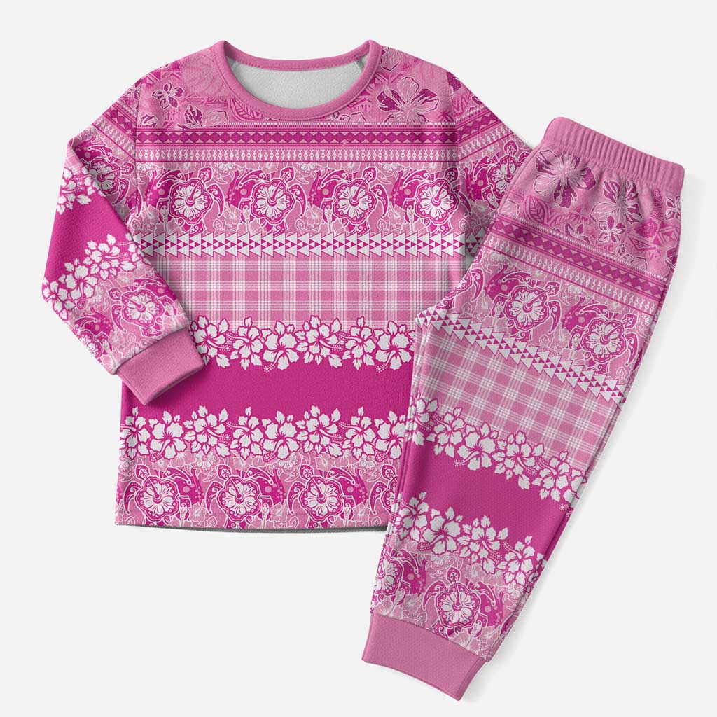 Hawaiian Hibiscus Honu Christmas Pajama Set Pink Mele Kalikimaka Palaka Spirit LT9 Men Pink - Polynesian Pride