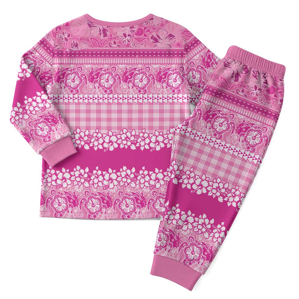 Hawaiian Hibiscus Honu Christmas Pajama Set Pink Mele Kalikimaka Palaka Spirit LT9 - Polynesian Pride