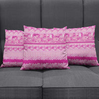 Hawaiian Hibiscus Honu Pillow Cover Pink Mele Kalikimaka Palaka Spirit - Polynesian Pride