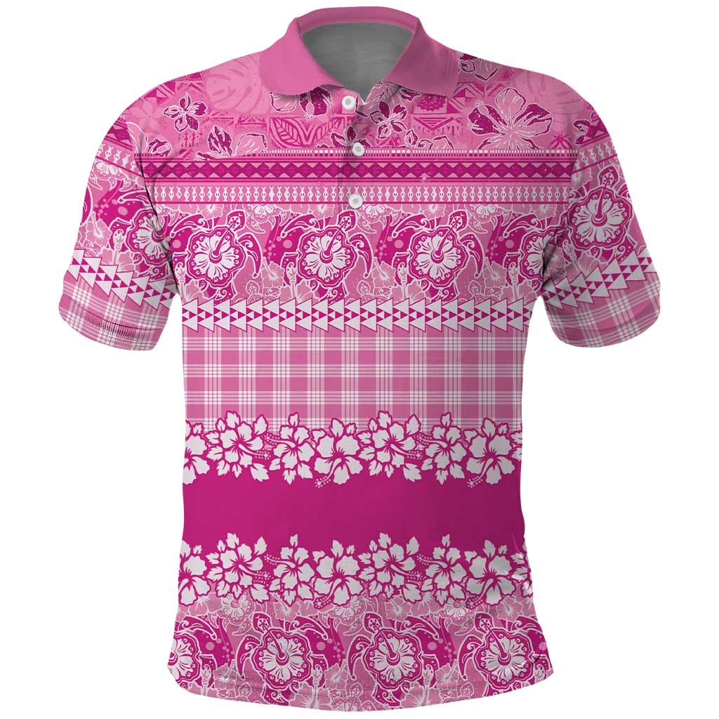 Hawaiian Hibiscus Honu Polo Shirt Pink Mele Kalikimaka Palaka Spirit LT9 Pink - Polynesian Pride
