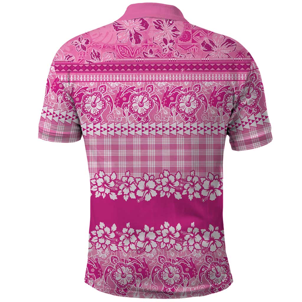 Hawaiian Hibiscus Honu Polo Shirt Pink Mele Kalikimaka Palaka Spirit LT9 - Polynesian Pride