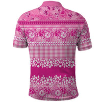 Hawaiian Hibiscus Honu Polo Shirt Pink Mele Kalikimaka Palaka Spirit LT9 - Polynesian Pride