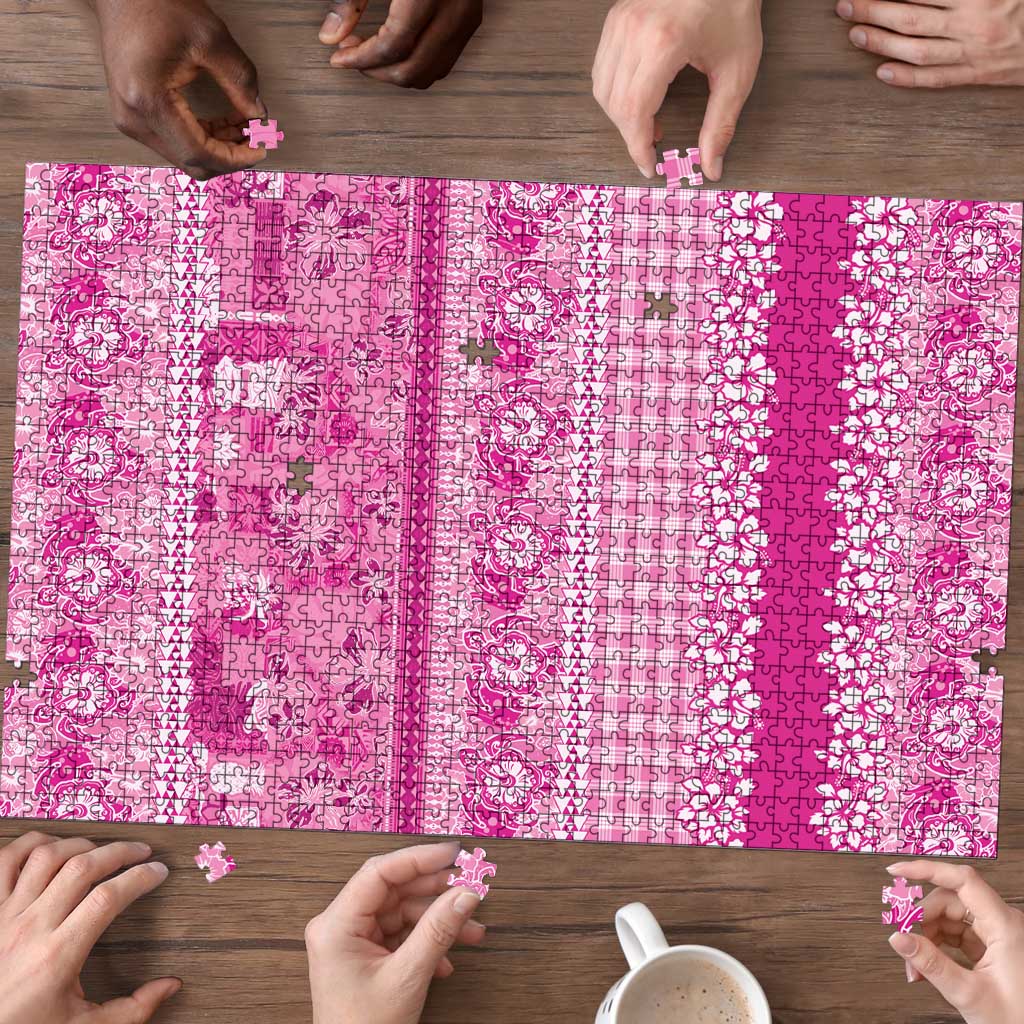 Hawaiian Hibiscus Honu Puzzle Pink Mele Kalikimaka Palaka Spirit - Polynesian Pride
