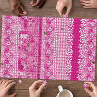 Hawaiian Hibiscus Honu Puzzle Pink Mele Kalikimaka Palaka Spirit - Polynesian Pride