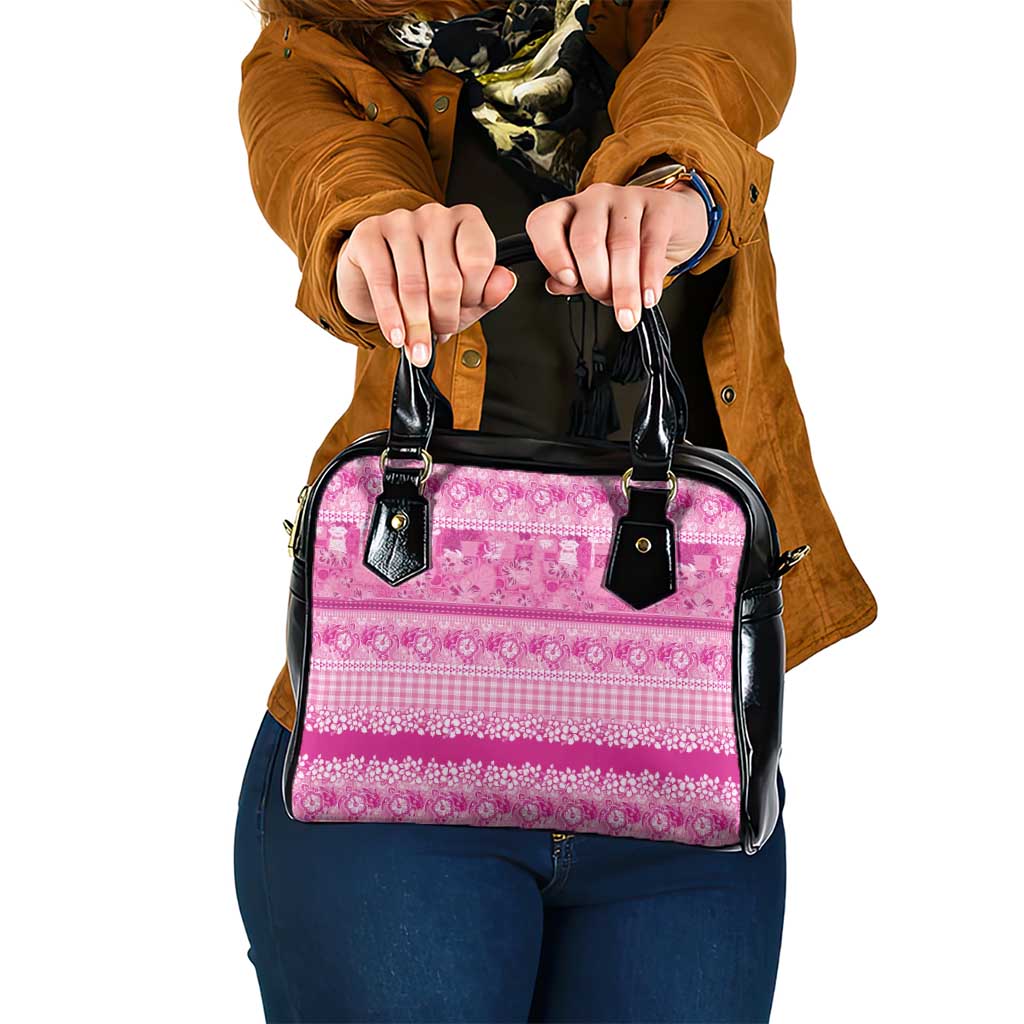 Hawaiian Hibiscus Honu Shoulder Handbag Pink Mele Kalikimaka Palaka Spirit - Polynesian Pride
