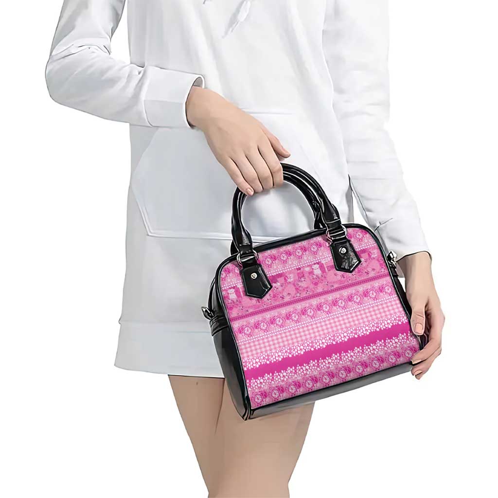 Hawaiian Hibiscus Honu Shoulder Handbag Pink Mele Kalikimaka Palaka Spirit - Polynesian Pride