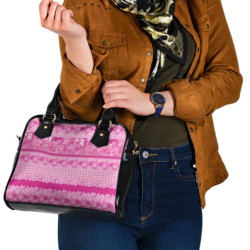 Hawaiian Hibiscus Honu Shoulder Handbag Pink Mele Kalikimaka Palaka Spirit - Polynesian Pride