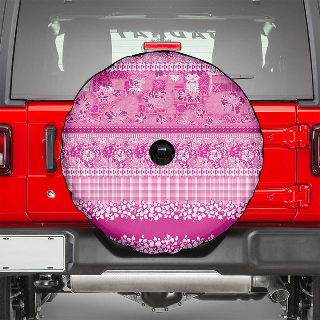 Hawaiian Hibiscus Honu Spare Tire Cover Pink Mele Kalikimaka Palaka Spirit LT9 - Polynesian Pride
