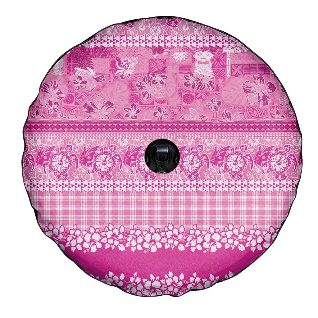 Hawaiian Hibiscus Honu Spare Tire Cover Pink Mele Kalikimaka Palaka Spirit LT9 - Polynesian Pride