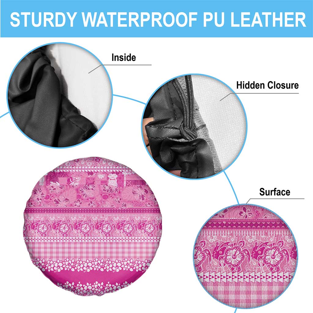 Hawaiian Hibiscus Honu Spare Tire Cover Pink Mele Kalikimaka Palaka Spirit LT9 - Polynesian Pride
