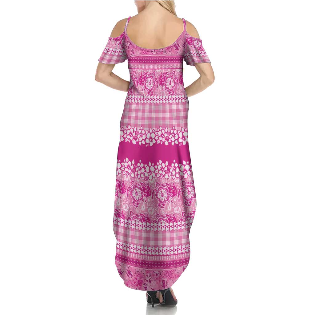 Hawaiian Hibiscus Honu Summer Maxi Dress Pink Mele Kalikimaka Palaka Spirit LT9 - Polynesian Pride
