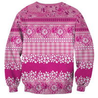 Hawaiian Hibiscus Honu Sweatshirt Pink Mele Kalikimaka Palaka Spirit LT9 - Polynesian Pride