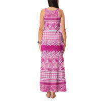 Hawaiian Hibiscus Honu Tank Maxi Dress Pink Mele Kalikimaka Palaka Spirit LT9 - Polynesian Pride