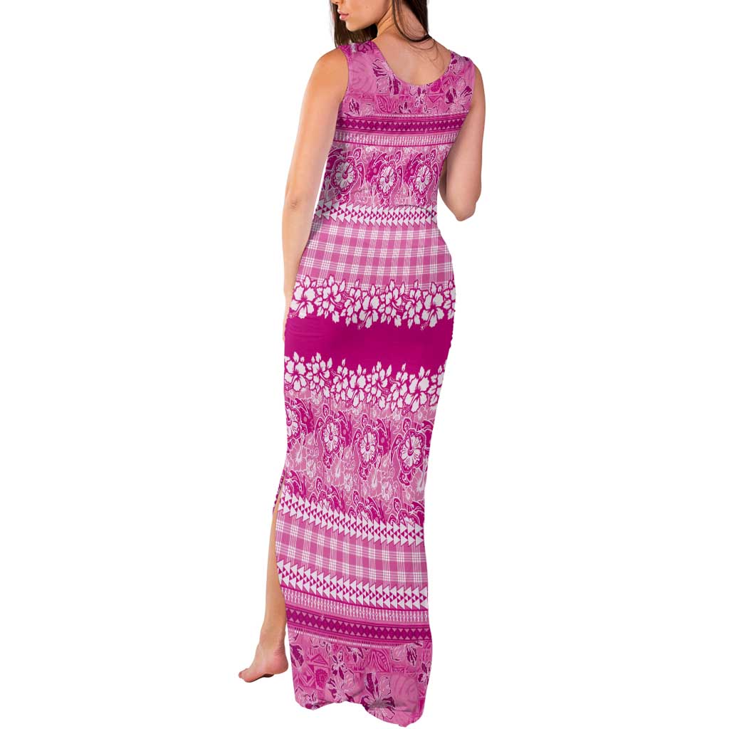 Hawaiian Hibiscus Honu Tank Maxi Dress Pink Mele Kalikimaka Palaka Spirit LT9 - Polynesian Pride