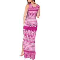 Hawaiian Hibiscus Honu Tank Maxi Dress Pink Mele Kalikimaka Palaka Spirit LT9 - Polynesian Pride