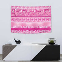 Hawaiian Hibiscus Honu Tapestry Pink Mele Kalikimaka Palaka Spirit - Polynesian Pride