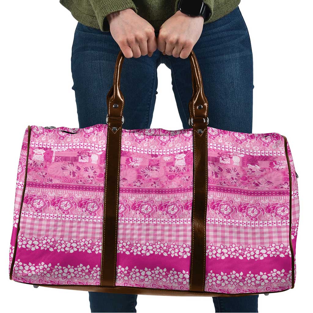 Hawaiian Hibiscus Honu Travel Bag Pink Mele Kalikimaka Palaka Spirit LT9 Pink - Polynesian Pride