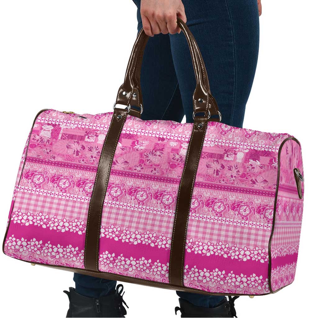 Hawaiian Hibiscus Honu Travel Bag Pink Mele Kalikimaka Palaka Spirit LT9 - Polynesian Pride