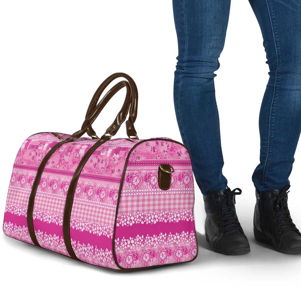 Hawaiian Hibiscus Honu Travel Bag Pink Mele Kalikimaka Palaka Spirit LT9 - Polynesian Pride