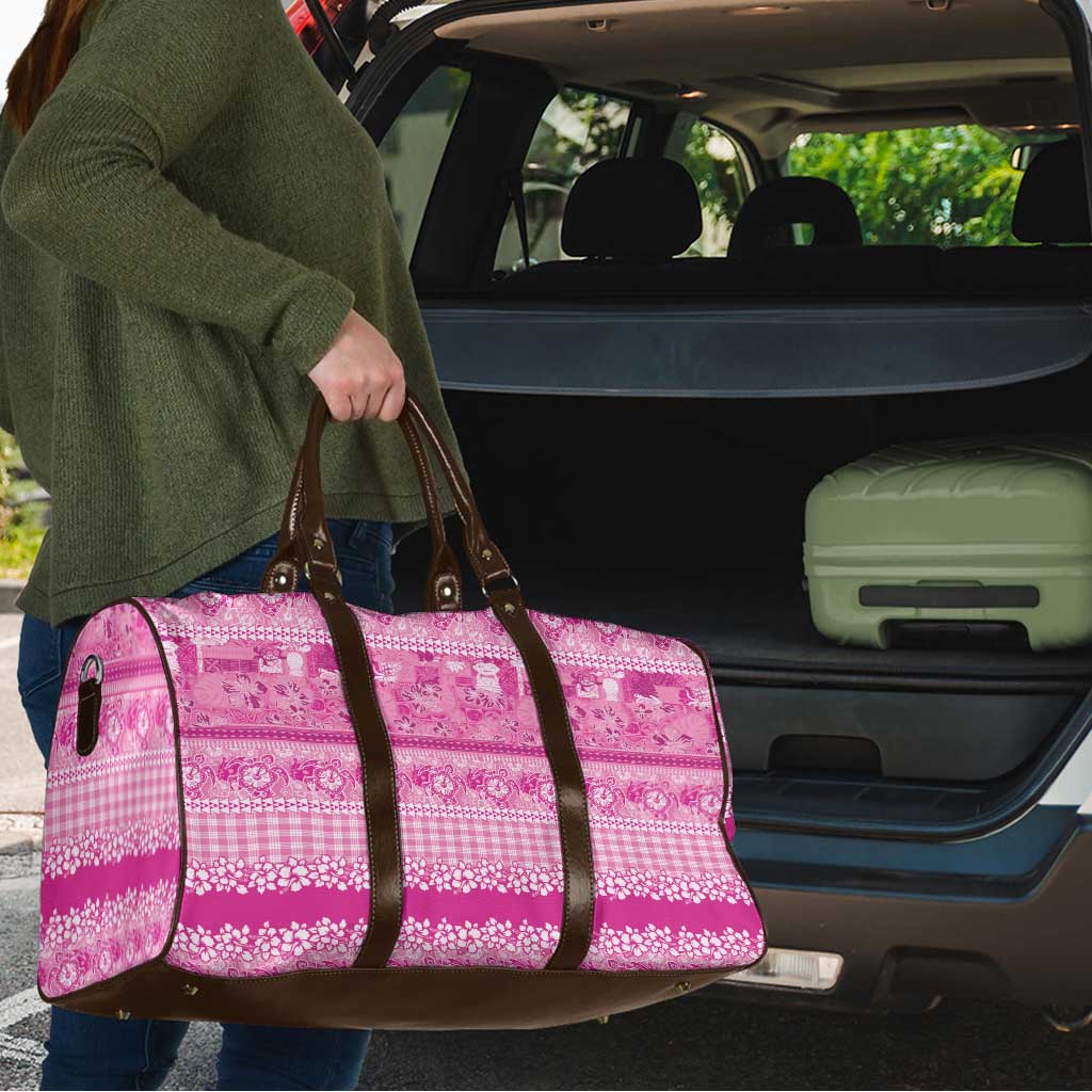 Hawaiian Hibiscus Honu Travel Bag Pink Mele Kalikimaka Palaka Spirit LT9 - Polynesian Pride