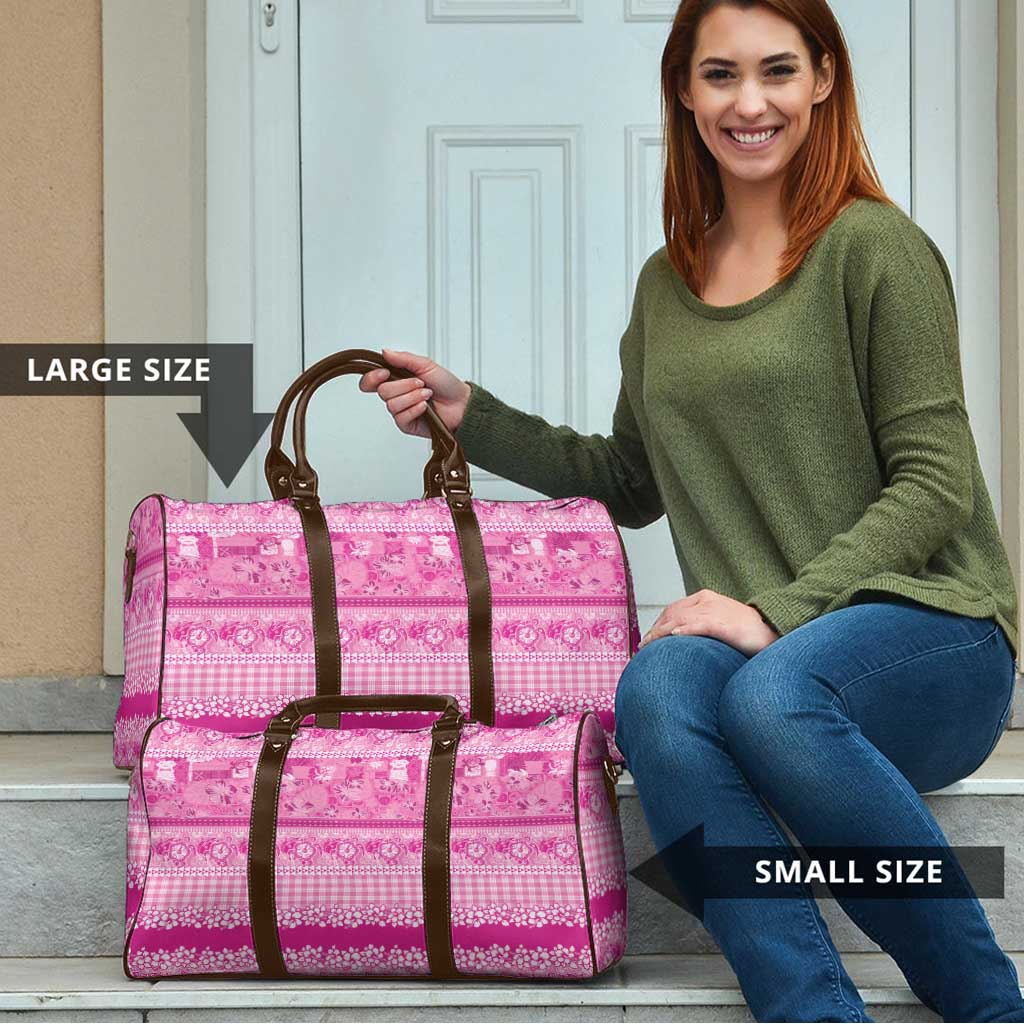 Hawaiian Hibiscus Honu Travel Bag Pink Mele Kalikimaka Palaka Spirit LT9 - Polynesian Pride
