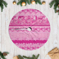 Hawaiian Hibiscus Honu Tree Skirt Pink Mele Kalikimaka Palaka Spirit - Polynesian Pride