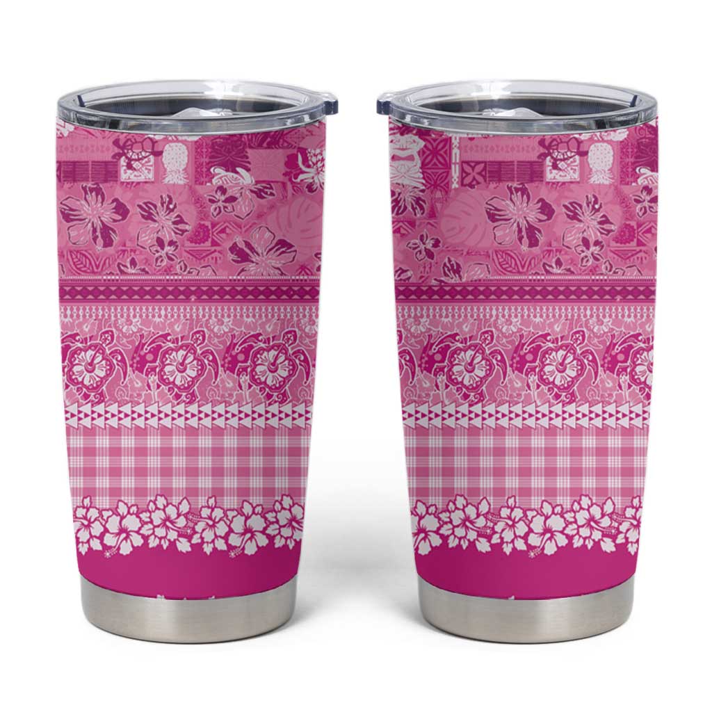 Hawaiian Hibiscus Honu Tumbler Cup Pink Mele Kalikimaka Palaka Spirit LT9 Pink - Polynesian Pride