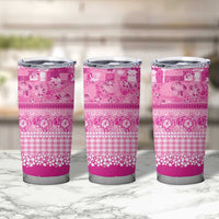 Hawaiian Hibiscus Honu Tumbler Cup Pink Mele Kalikimaka Palaka Spirit LT9 - Polynesian Pride