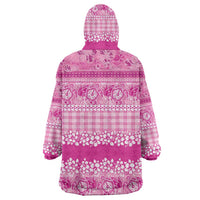 Hawaiian Hibiscus Honu Wearable Blanket Hoodie Pink Mele Kalikimaka Palaka Spirit LT9 - Polynesian Pride