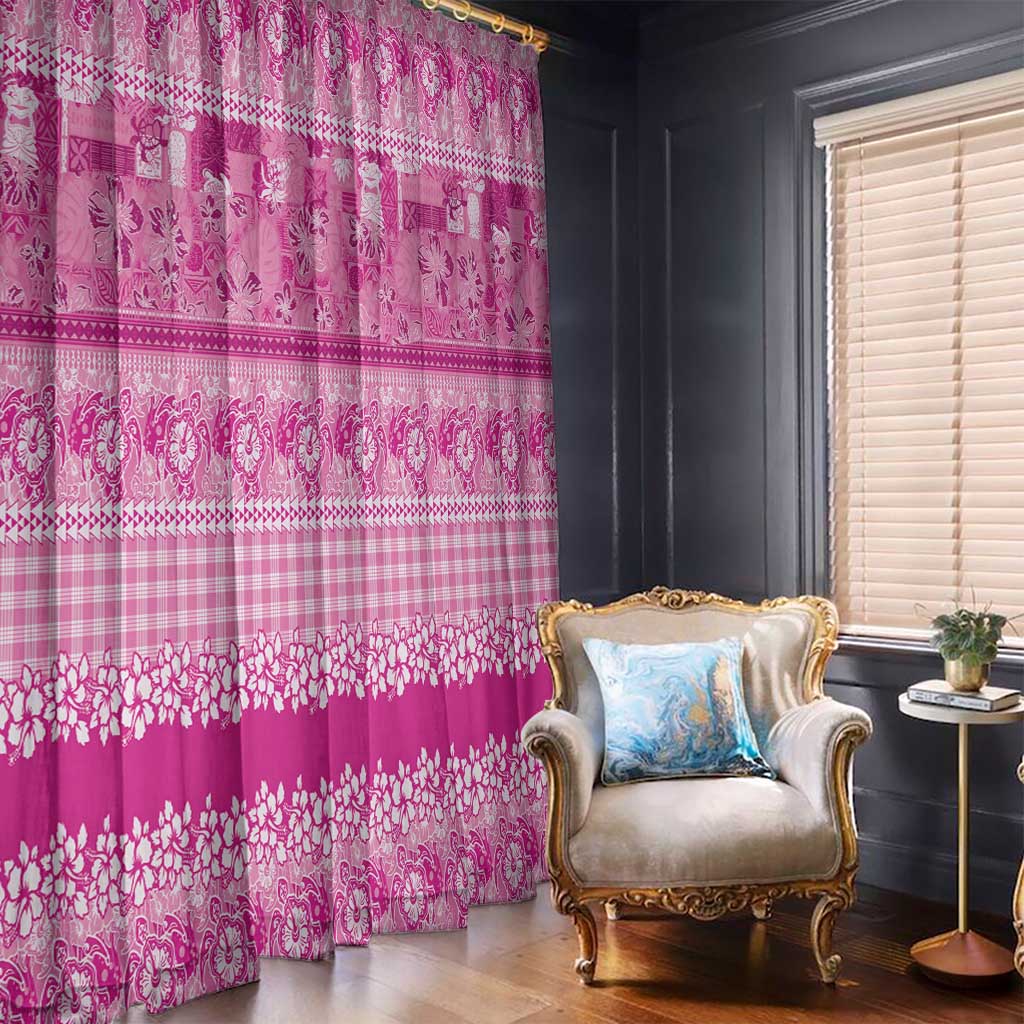 Hawaiian Hibiscus Honu Window Curtain Pink Mele Kalikimaka Palaka Spirit - Polynesian Pride