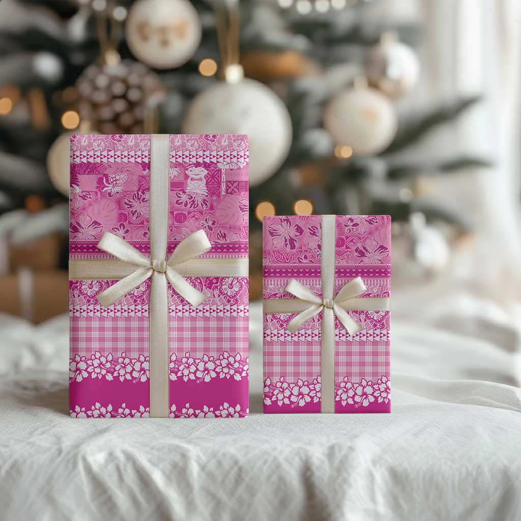 Hawaiian Hibiscus Honu Wrapping Paper Pink Mele Kalikimaka Palaka Spirit - Polynesian Pride