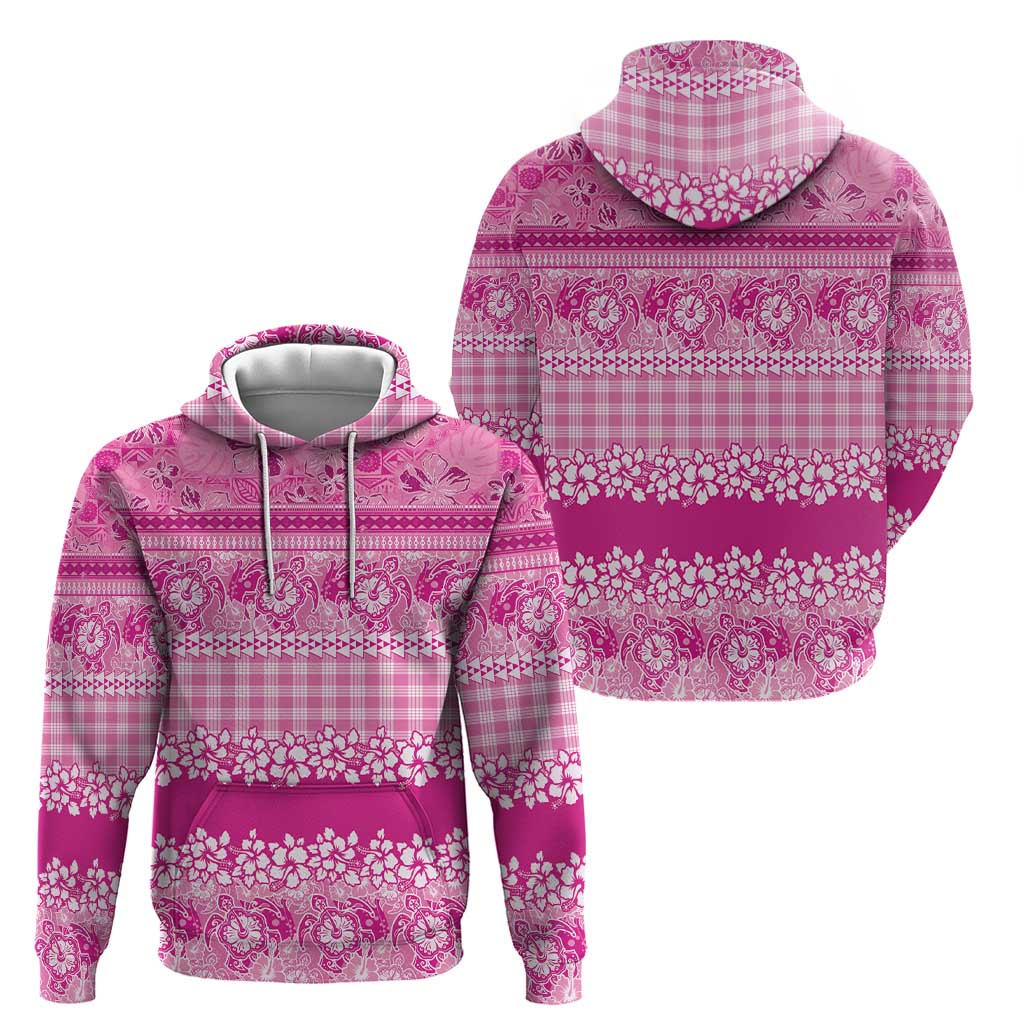 Hawaiian Hibiscus Honu Zip Hoodie Pink Mele Kalikimaka Palaka Spirit LT9 - Polynesian Pride