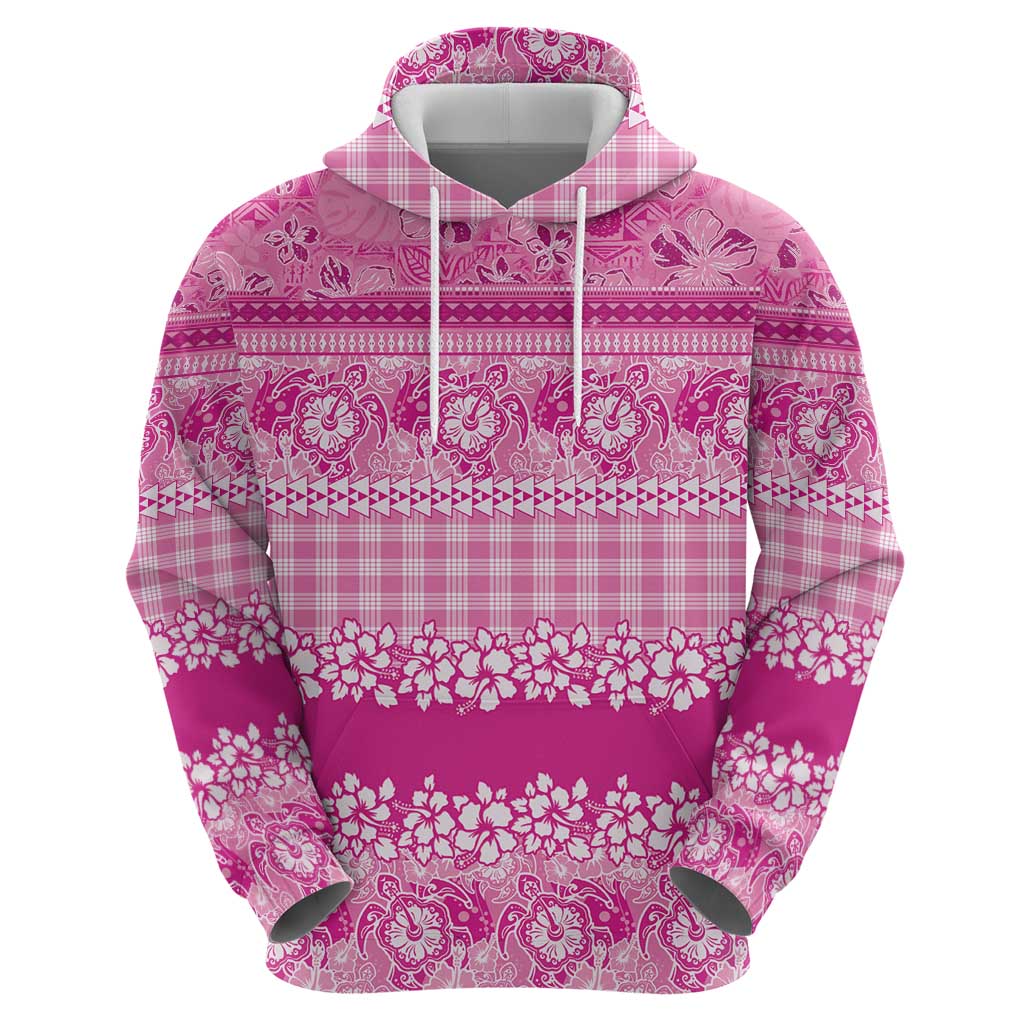 Hawaiian Hibiscus Honu Zip Hoodie Pink Mele Kalikimaka Palaka Spirit LT9 - Polynesian Pride