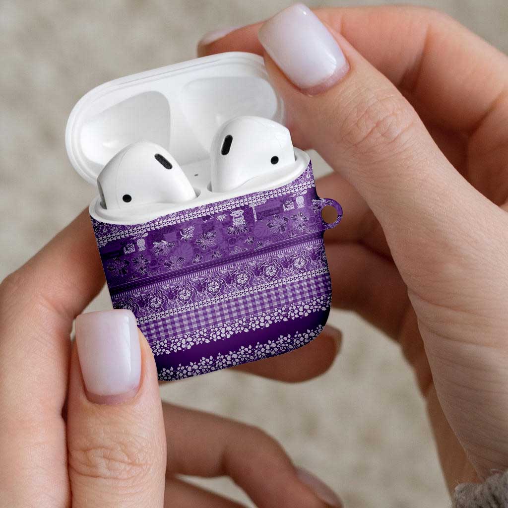 Hawaiian Hibiscus Honu AirPods Case Purple Mele Kalikimaka Palaka Spirit LT9 - Polynesian Pride