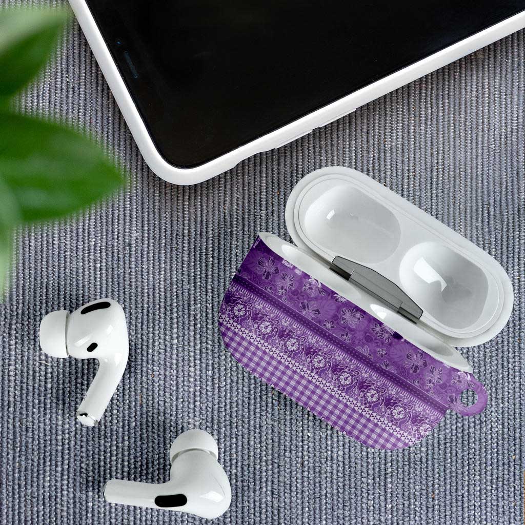 Hawaiian Hibiscus Honu AirPods Case Purple Mele Kalikimaka Palaka Spirit LT9 - Polynesian Pride