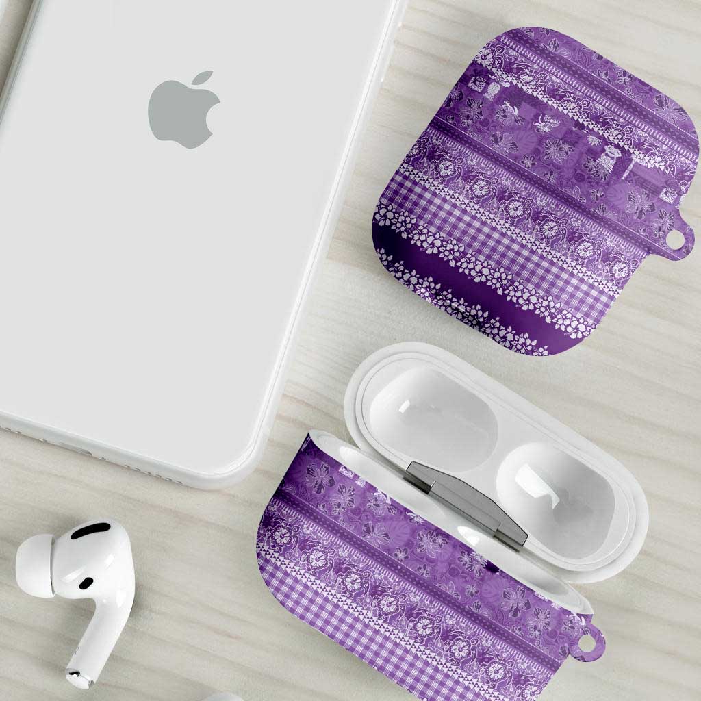 Hawaiian Hibiscus Honu AirPods Case Purple Mele Kalikimaka Palaka Spirit LT9 - Polynesian Pride