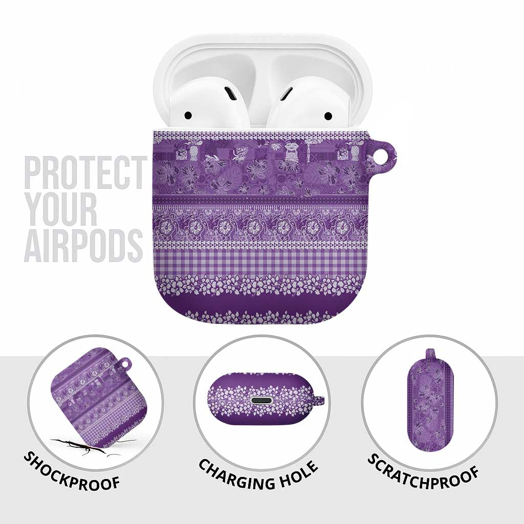 Hawaiian Hibiscus Honu AirPods Case Purple Mele Kalikimaka Palaka Spirit LT9 - Polynesian Pride
