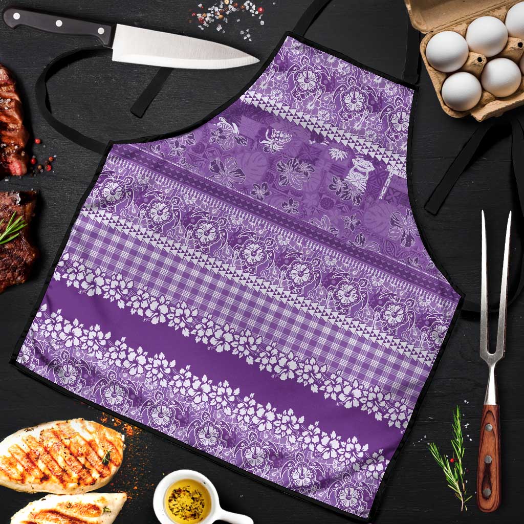 Hawaiian Hibiscus Honu Apron Purple Mele Kalikimaka Palaka Spirit LT9 Purple - Polynesian Pride