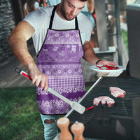 Hawaiian Hibiscus Honu Apron Purple Mele Kalikimaka Palaka Spirit LT9 - Polynesian Pride