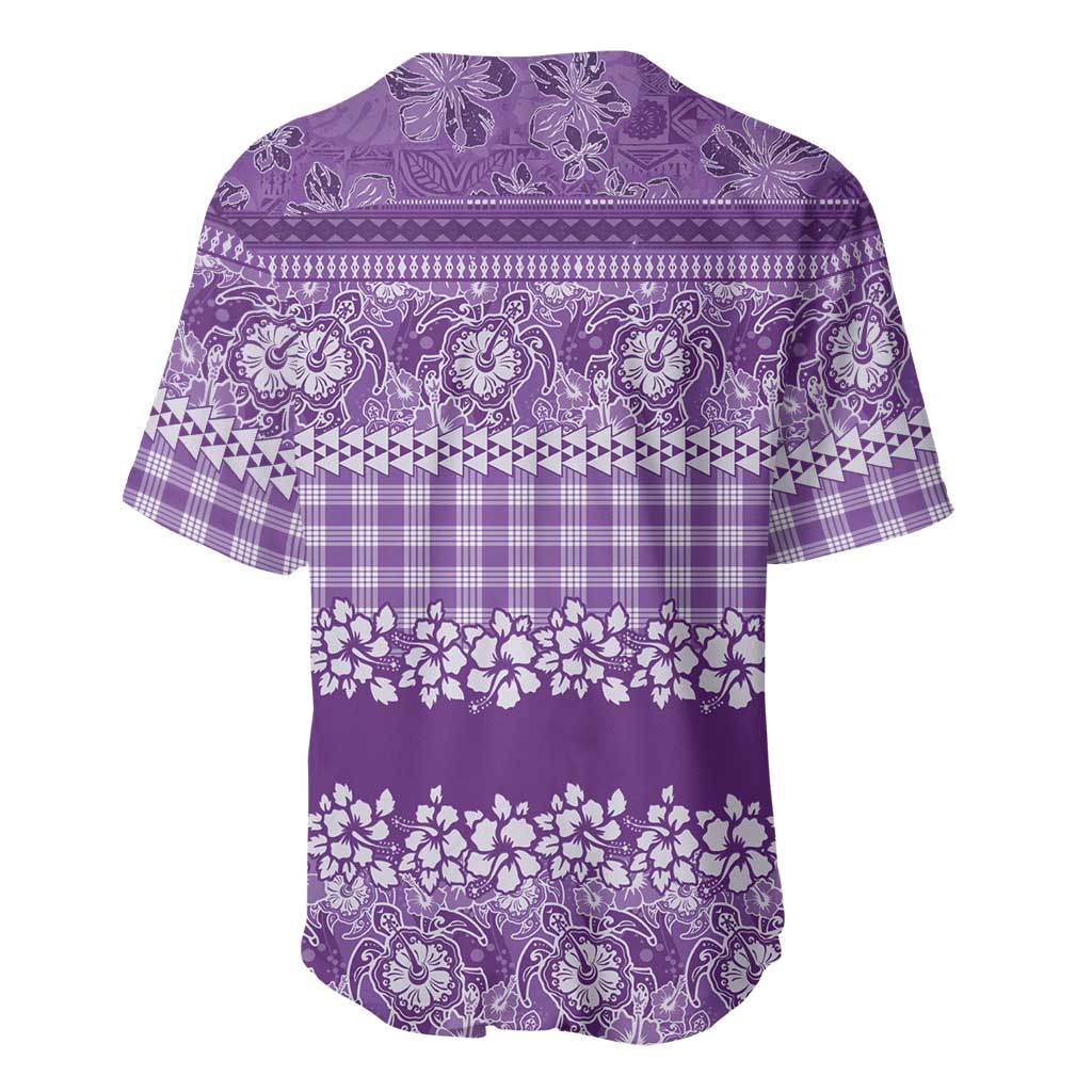 Hawaiian Hibiscus Honu Baseball Jersey Purple Mele Kalikimaka Palaka Spirit - Polynesian Pride